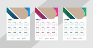 uno pagina parete calendario 2023 vettore