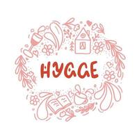 mano disegnato impostato di casa hygge scarabocchi. intimità e confortevole stile di vita, accogliente casa nel schizzo stile. vettore