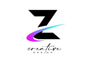 z lettera logo design con creativo viola blu svolazzare. lettera z iniziale icona con curvo forma vettore