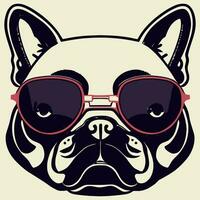 illustrazione vettore grafico di francese bulldog indossare bicchieri isolato bene per logo, icona, mascotte, Stampa o personalizzare il tuo design