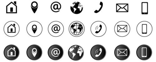 contatto noi attività commerciale icona impostare. cerchio pulsante stile vettore illustrazione