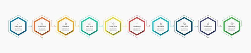 attività commerciale Infografica design modello vettore con icone e 10 opzioni o passi. può essere Usato per processi diagramma, presentazioni, flusso di lavoro disposizione, striscione, flusso grafico, Informazioni grafico