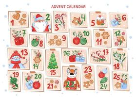 Natale Avvento calendario per bambini. vettore illustrazione
