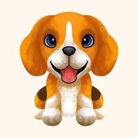 acquerello beagle cane cartone animato isolato su un' bianca sfondo vettore