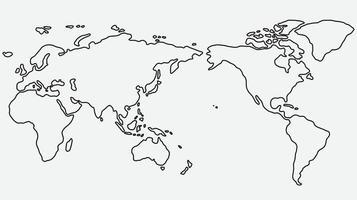 schizzo di mappa del mondo a mano libera su sfondo bianco. vettore
