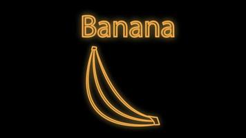 vettore illustrazione. neon illustrazione di un' Banana nel Marrone su un' nero sfondo. luminosa e neon cartello. di moda e elegante retrò neon