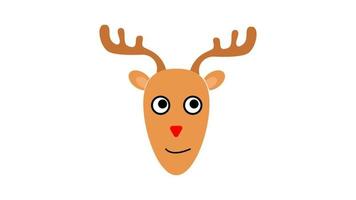carino cervo testa cartone animato decorazione allegro Natale icona vettore