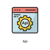 api vettore pieno schema icona design illustrazione. nube calcolo simbolo su bianca sfondo eps 10 file