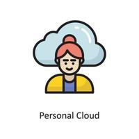 utente account vettore pieno schema icona design illustrazione. nube calcolo simbolo su bianca sfondo eps 10 file