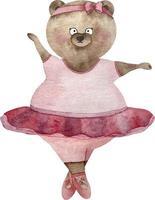 acquerello orso ballerino nel balletto rosa Abiti. divertente orso ragazza io vettore