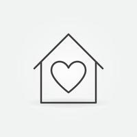 Casa con cuore lineare icona. restare casa vettore linea simbolo