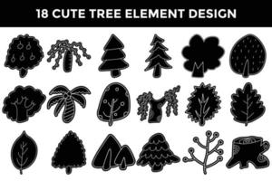 floreale albero pianta silhouette elemento design collezione vettore
