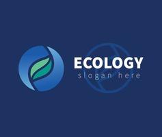 ecologia foglia cerchio logo design illustrazione vettore