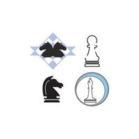 vettore scacchi pezzo impostato per logo design. pedone, torre, cavaliere, vescovo, re e Regina illustrazione