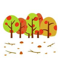 autunno foresta. alberi con corone vettore