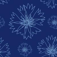 senza soluzione di continuità modello con blu fiordalisi fiori, floreale grafico design vettore