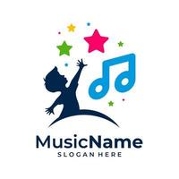 musica bambini logo vettore icona illustrazione. bambino musica logo design modello