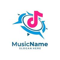 musica bussola logo vettore icona illustrazione. bussola musica logo design modello