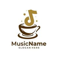 musica caffè logo vettore icona illustrazione. caffè musica logo design modello