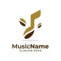 musica caffè logo vettore icona illustrazione. caffè musica logo design modello