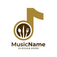 cibo musica logo vettore. musica cibo logo design modello vettore