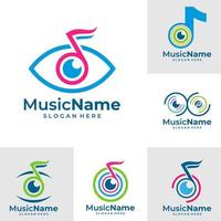 impostato di occhio musica logo vettore. musica occhio logo design modello vettore