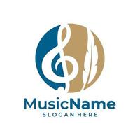 piuma musica logo vettore. musica piuma logo design modello vettore