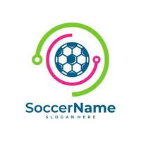 Tech calcio logo modello, calcio Tech logo design vettore