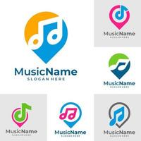 impostato di musica punto logo vettore icona illustrazione. punto musica logo design modello