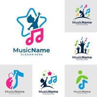 impostato di musica bambini logo vettore icona illustrazione. bambino musica logo design modello