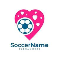 amore calcio logo modello, calcio amore logo design vettore