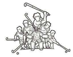 schema squadra campo hockey sport maschio Giocatori vettore