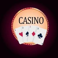 casinò. poker. luminosa splendente cartello con giocando carte. vettore