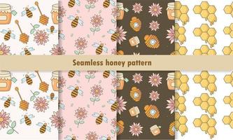 senza soluzione di continuità miele modello con api, fiore, Favo, vaso vettore