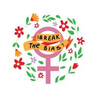 mano disegnato design per festeggiare internazionale Da donna giorno campagna breakthebias. vettore