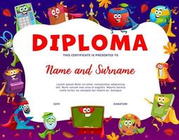 bambini diploma cartone animato scuola Stazionario supereroe vettore