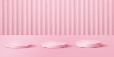 3d astratto scena sfondo bianca podio sfondo Prodotto presentazione finto su mostrare. rosa pastello scansione vettore