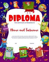 bambini diploma cartone animato scuola supereroe personaggi vettore