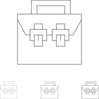 Borsa scatola costruzione Materiale kit di strumenti grassetto e magro nero linea icona impostato vettore