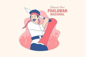 illustrazioni indonesiano eroi per indonesiano nazionale eroi giorno hari pahlawan design concetto vettore