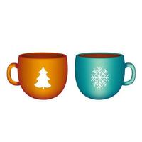 Due Natale tazze di bevande su un' bianca sfondo vettore