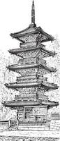 pagoda, Vintage ▾ illustrazione. vettore