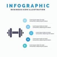 manubrio fitness sport motivazione solido icona infografica 5 passaggi presentazione sfondo vettore