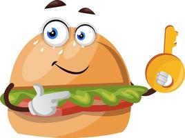 hamburger con chiave, illustrazione, vettore su bianca sfondo.