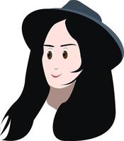 ragazza con cappello, illustrazione, vettore su bianca sfondo.