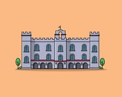 castello edificio cartone animato vettore icona illustrazione. famoso edificio in viaggio icona concetto isolato premio vettore. piatto cartone animato stile