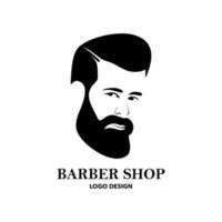 barbuto uomo viso e acconciatura per barbiere negozio logo. vettore illustrazione