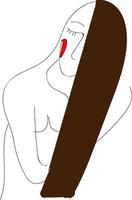 un' lungo dai capelli ragazza, vettore o colore illustrazione.