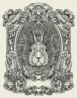illustrazione coniglio vintage con stile incisione vettore