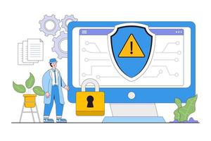 piatto informatica sicurezza con persone personaggi concetto. schema design stile minimo vettore illustrazione per atterraggio pagina, ragnatela striscione, infografica, eroe immagini